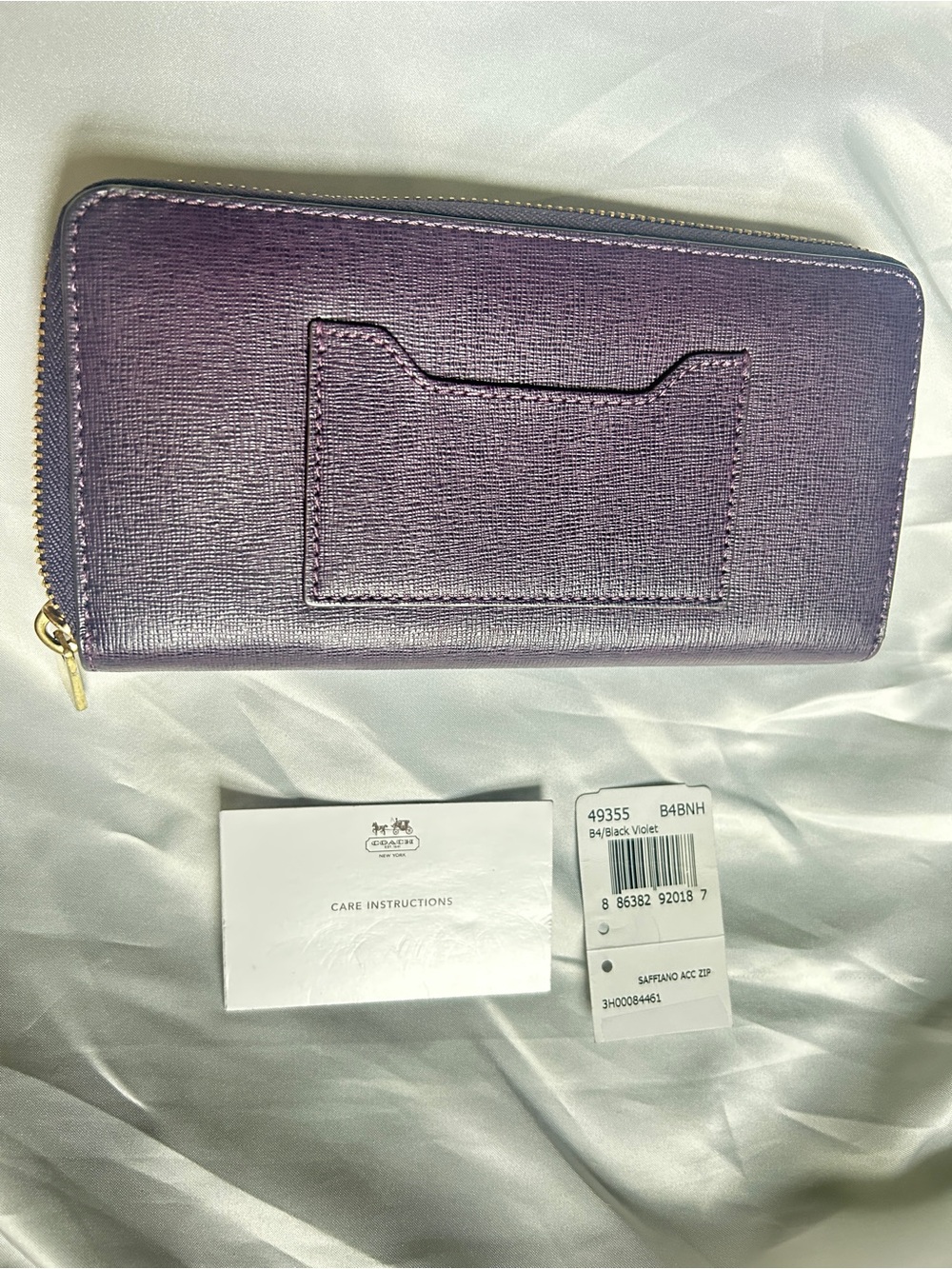 Coach Saffiano Leather Zip Wallet in Eggplant - Picture 3 of 3